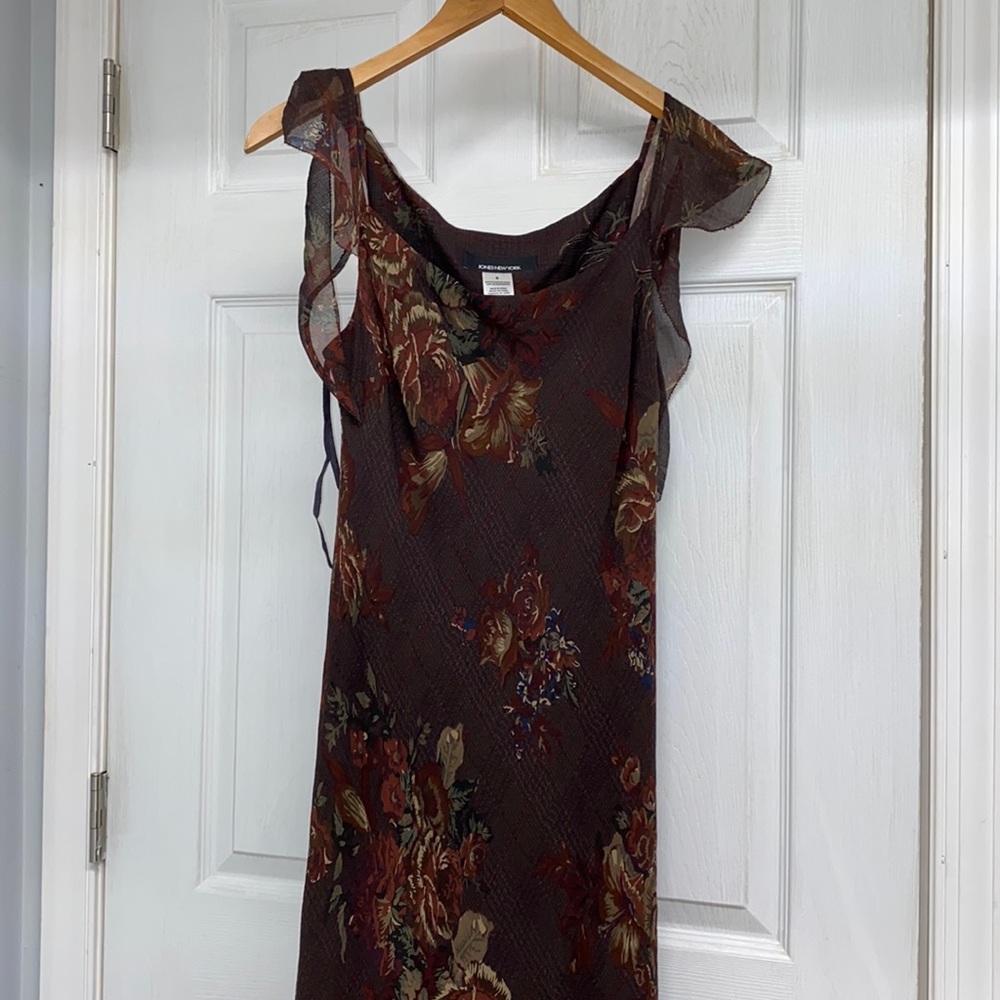 Chocolate floral silk dress